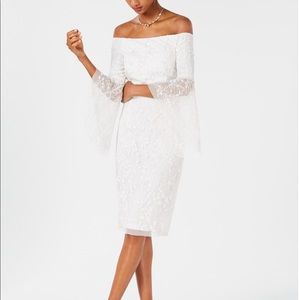 Adrianna Papell Women's Off-The-Shoulder Beaded Dress size 2 NWT
